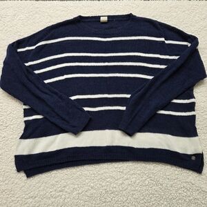 Roxy Women's Navy and White Striped Crewneck Sweater‎